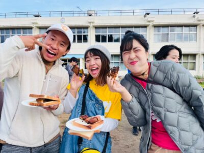 キャンプ場の朝食